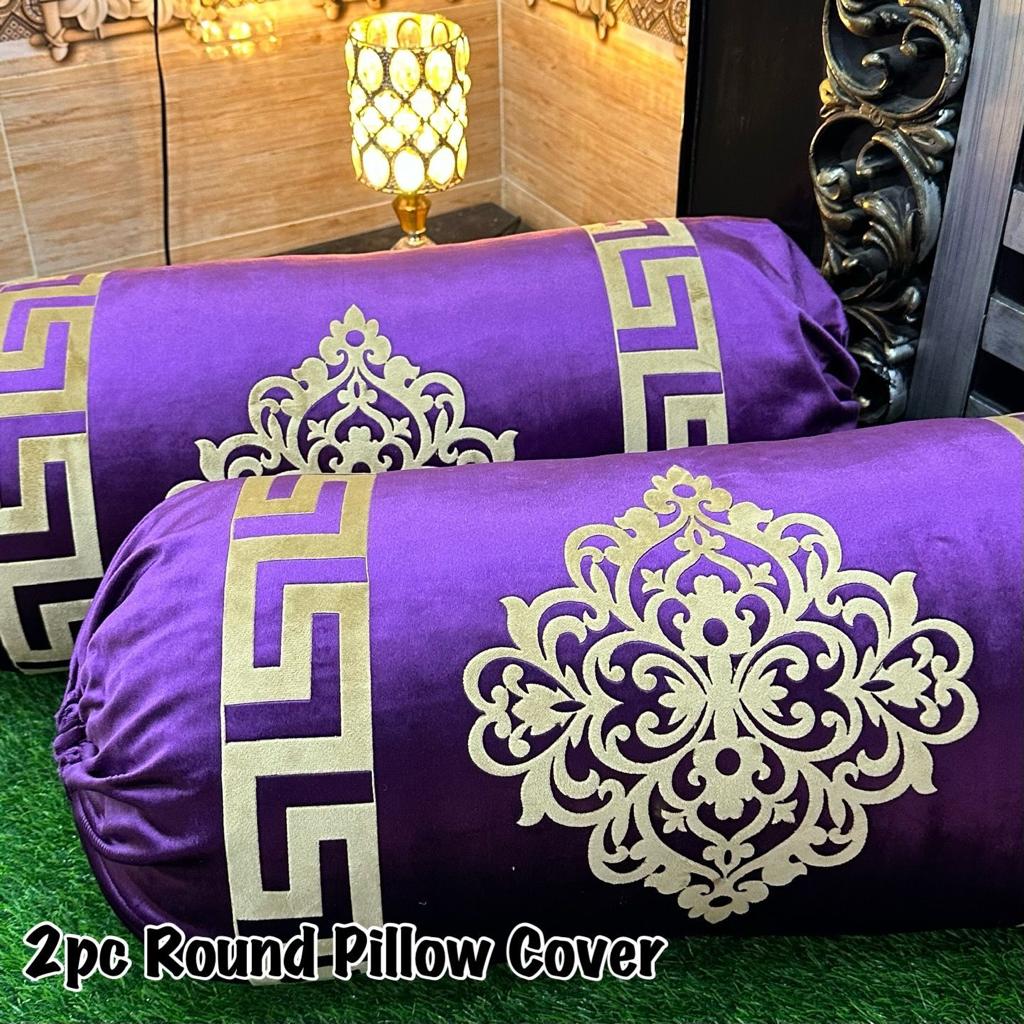 Luxury Soft VELVET | 2pcs Gol Pillow Cover | Vibrant Design & Colors | Oval Round Uniface Design 34×18inch | Home Sofa Bed Pillow Covers