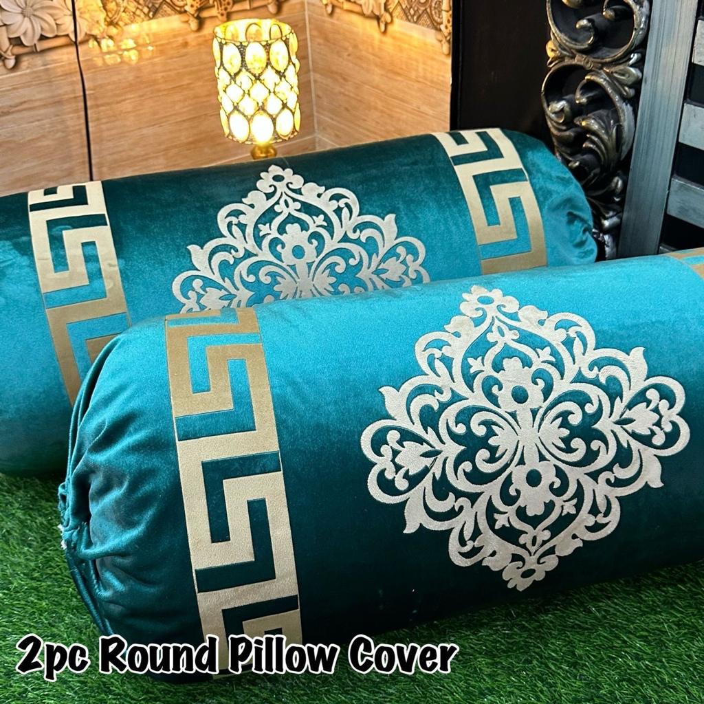Luxury Soft VELVET | 2pcs Gol Pillow Cover | Vibrant Design & Colors | Oval Round Uniface Design 34×18inch | Home Sofa Bed Pillow Covers