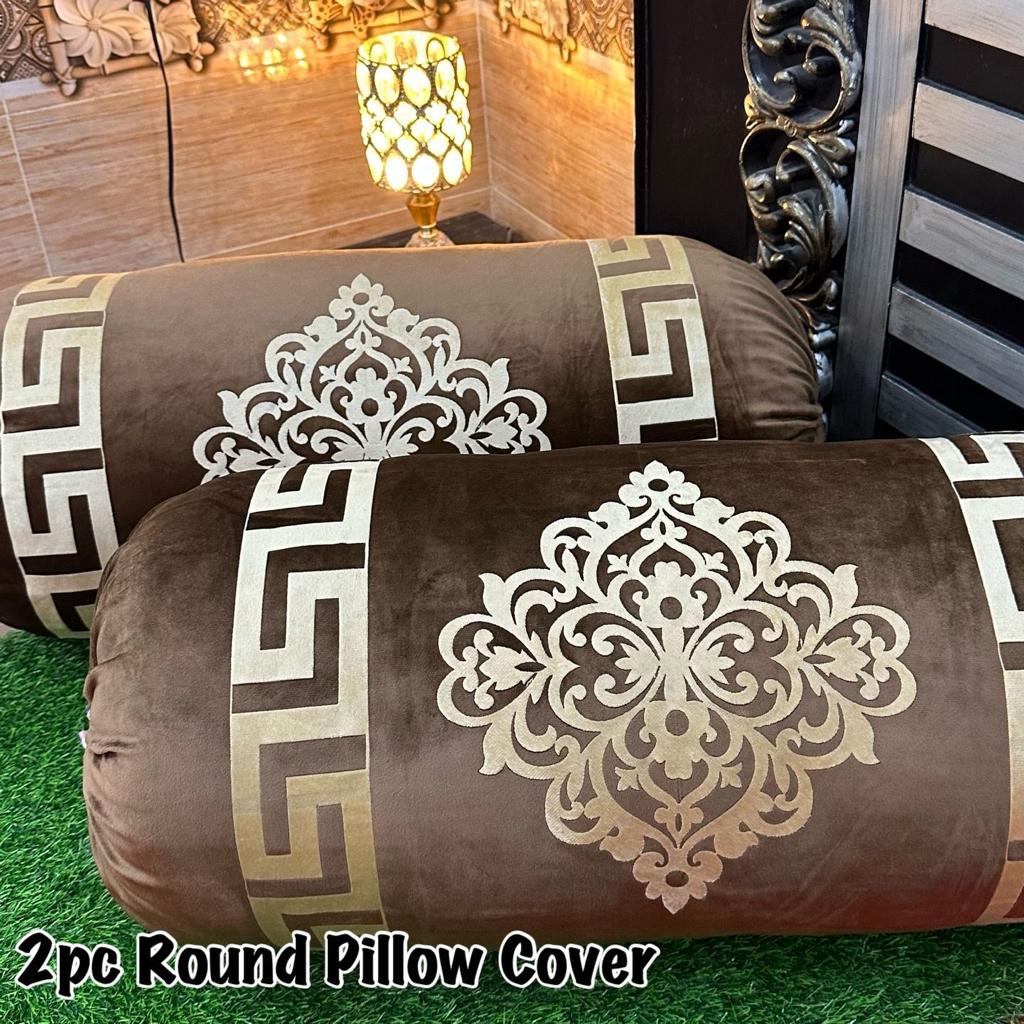 Luxury Soft VELVET | 2pcs Gol Pillow Cover | Vibrant Design & Colors | Oval Round Uniface Design 34×18inch | Home Sofa Bed Pillow Covers