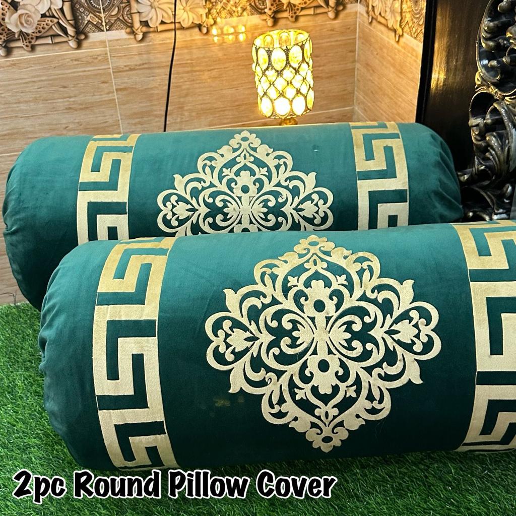 Luxury Soft VELVET | 2pcs Gol Pillow Cover | Vibrant Design & Colors | Oval Round Uniface Design 34×18inch | Home Sofa Bed Pillow Covers
