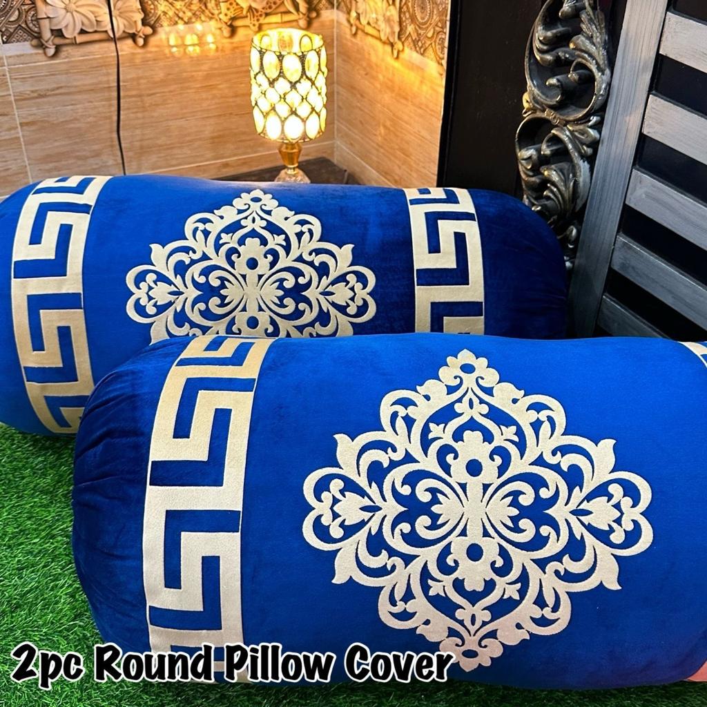 Luxury Soft VELVET | 2pcs Gol Pillow Cover | Vibrant Design & Colors | Oval Round Uniface Design 34×18inch | Home Sofa Bed Pillow Covers