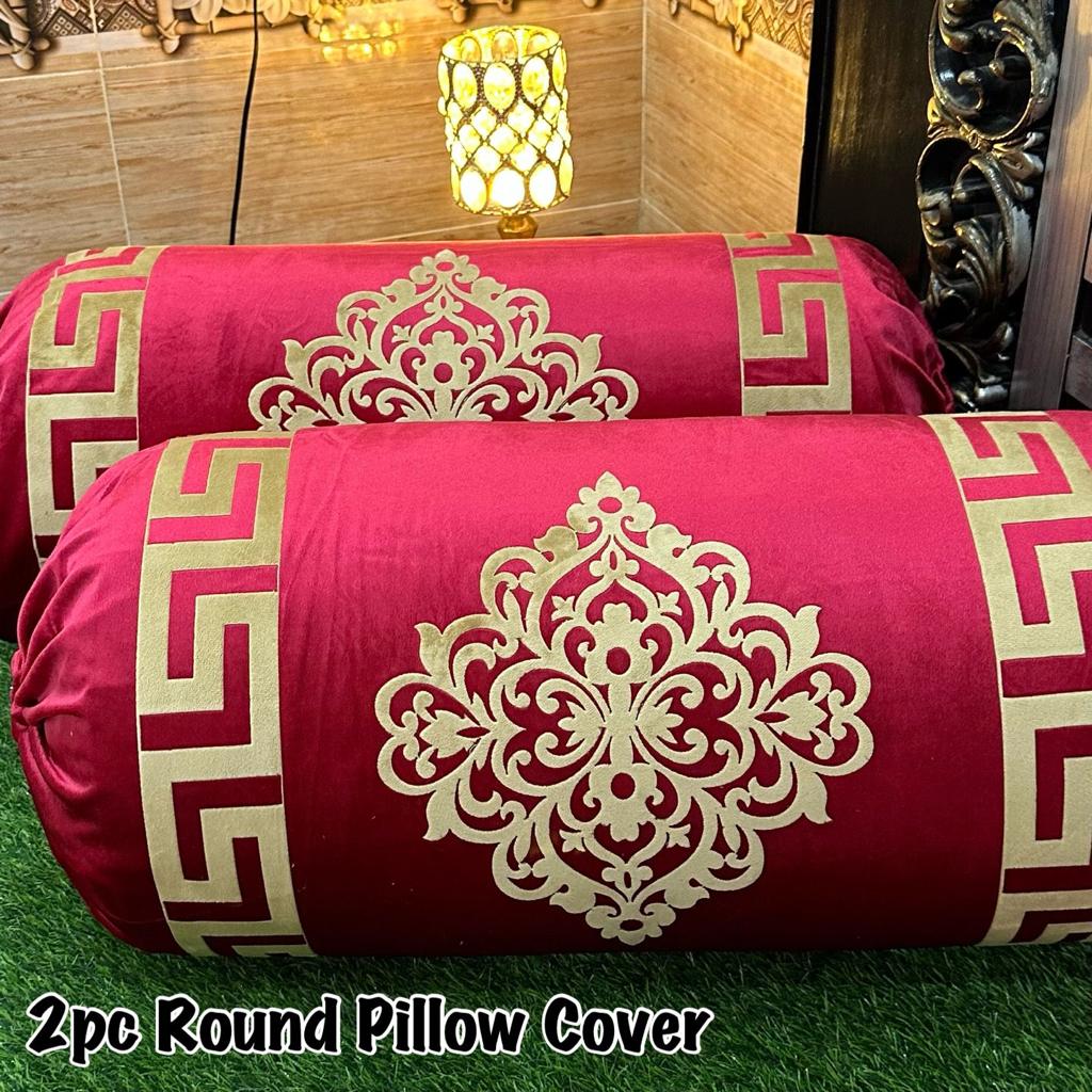 Luxury Soft VELVET | 2pcs Gol Pillow Cover | Vibrant Design & Colors | Oval Round Uniface Design 34×18inch | Home Sofa Bed Pillow Covers