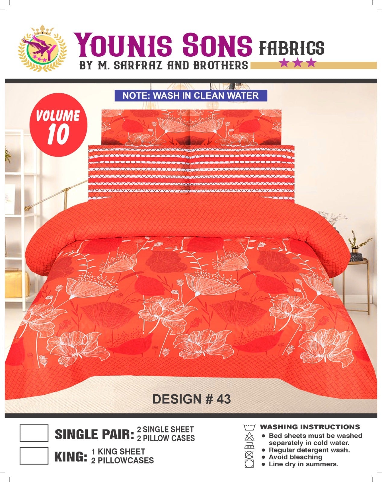 Pure Cotton Bed sheet 1-King Size Bed Sheet & 2-PillowCases