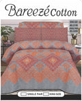 Bareeze Pure Cotton King Size Bed Sheets 2-Pillows 1-king Size Bedsheet
